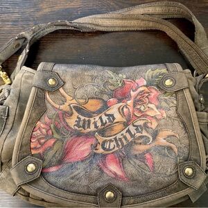 Isabella Fiore Leona Wild Child Distressed Brown Leather Shoulder Bag